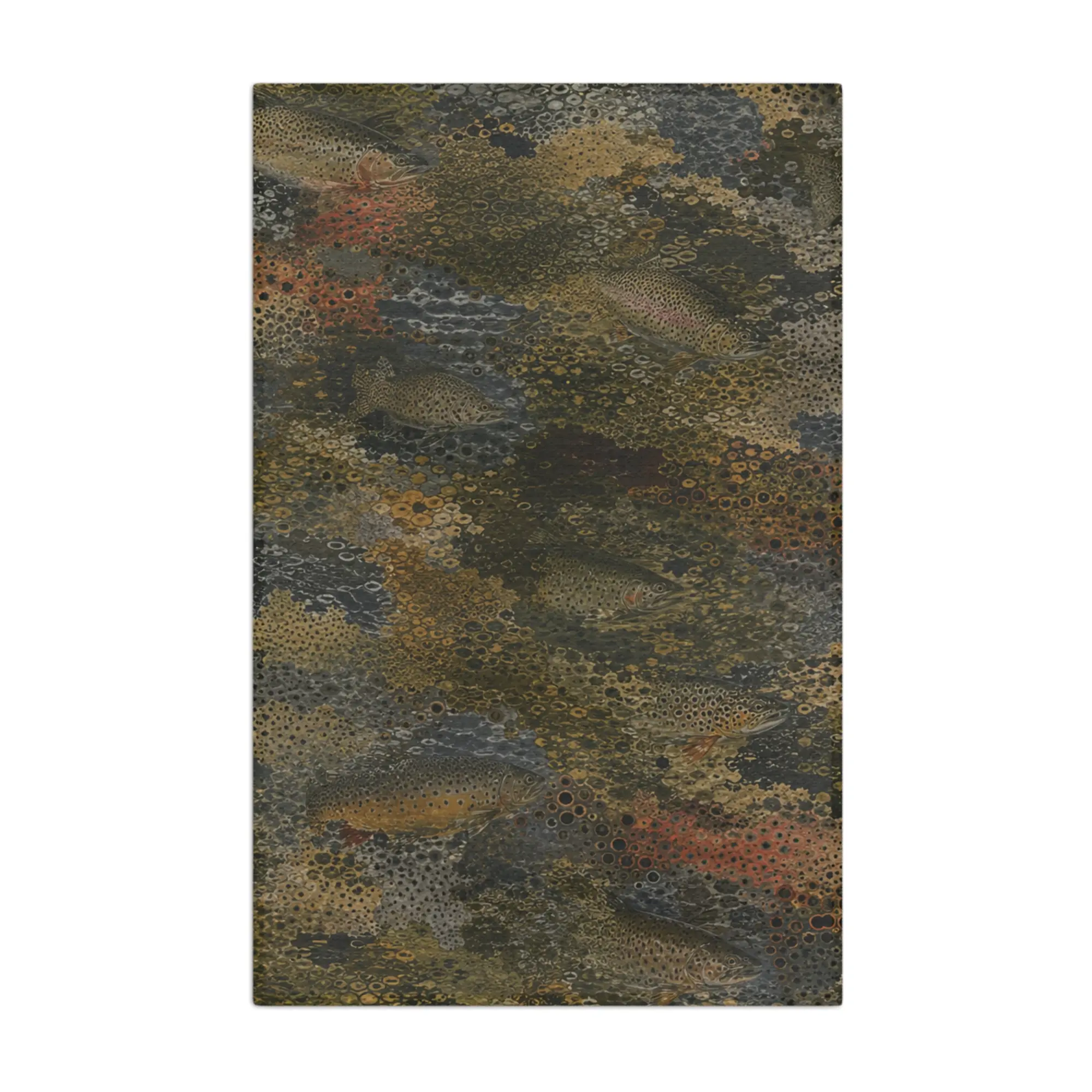 Ravenmark Supply Co. Microfiber Fishing Towel - River Ghost Montana Trout Camo Artwork, 16x25", 1-Sided Print, Absorbs Water, Everyday Home Bathroom Supply for Fishing Trips