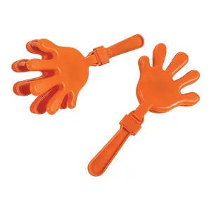 7" Bright Orange School Spirit Plastic Hand Clappers - 12 Pc.
