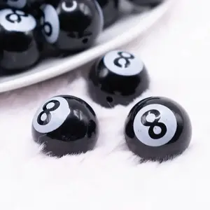 20mm 8 Ball Print Acrylic Bubblegum Beads