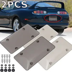 2 Pack License Plate Cover, Clear License Plate Protector License Plate Frame for American Standard Cars,12.2"x6.2", Grey/Black
