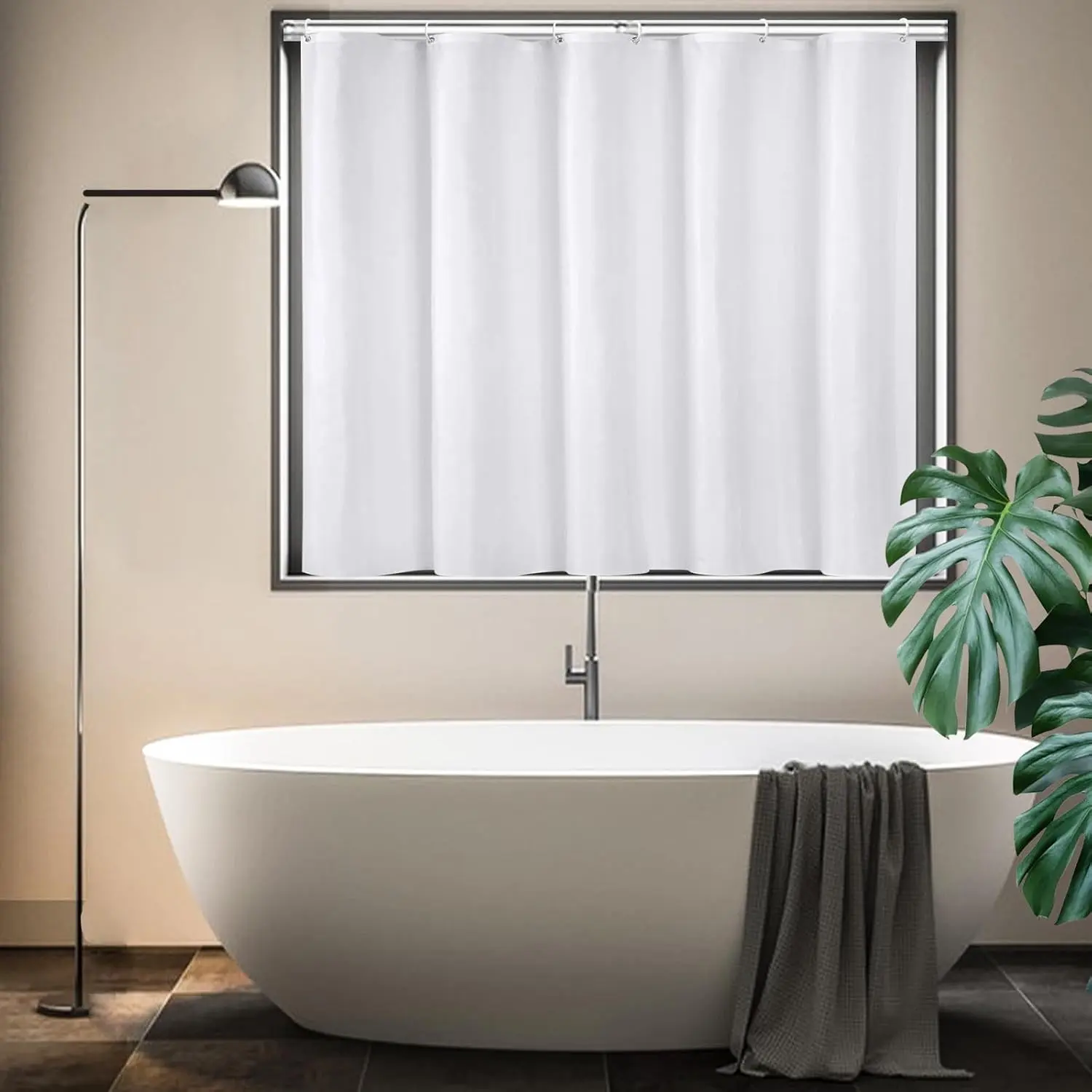 White Bathroom Window Curtain 40 x 36 inches,Narrow Short Shower Window Curtain Waterproof Fabric Small Curtain for Kitchen Car Rack Bedroom Bathroom Windows,Machine Washable