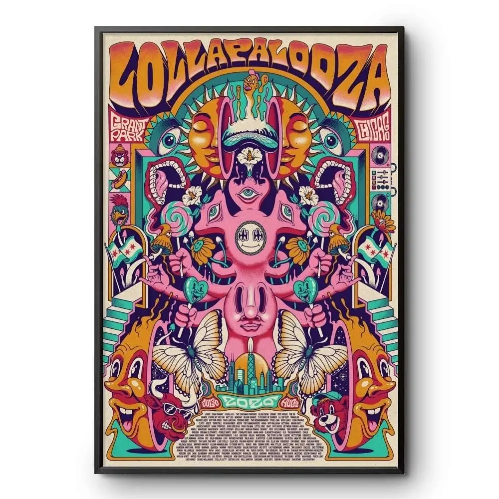 Lollapalooza 2026 Chicago Festival Poster Grant Park Psychedelic