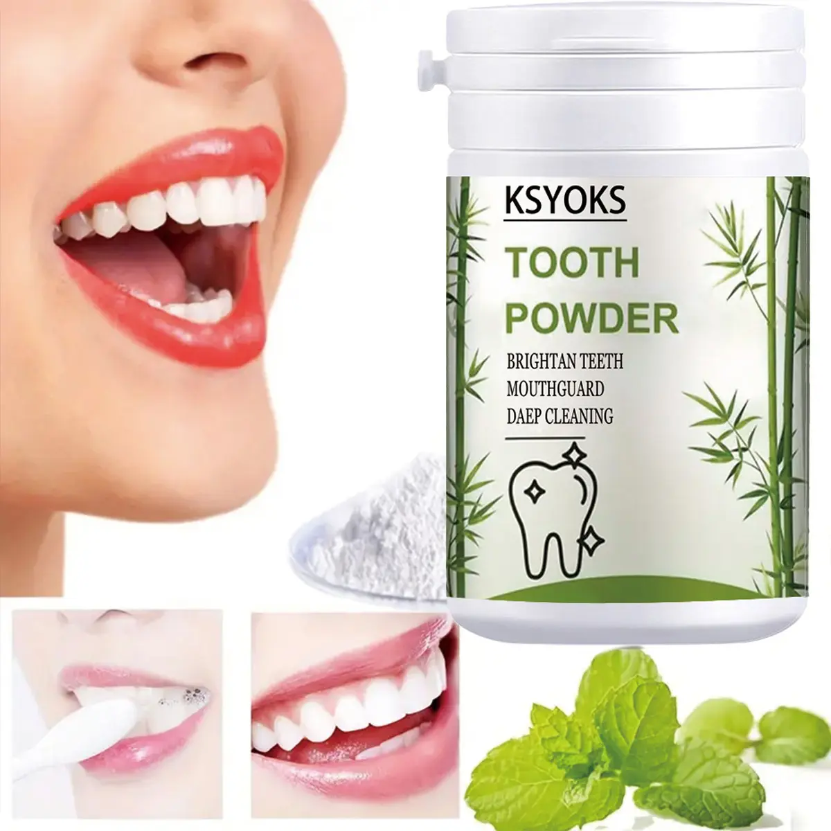 Unisex Adults Tooth Powder - Cleansing, Easy to Use, Teeth Brightening, Bad Breath Fighting, Contains Neither Alcohol nor Harsh Irritants, Non-Medical Daily Oral Care, Applies with Small Amount & Toothbrush
