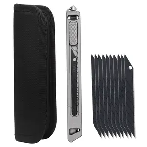 TGZUO 5.35inch Titanium Utility Knife Retractable Snap-off Blade, DIY Box Cutter, Razor Knife Craft Knives, with 10 Extra 9mm Blades