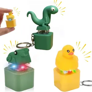 Lizard Fidget Keychain Clicker Toys, USB-C Rechargeable Lizard Button Fidget Toy Adult Anxiety Relief Toy with Colorful Light & Sound, Cute Animal Duck Froy Keyboard Clicker for Stress Relief & Entertainment