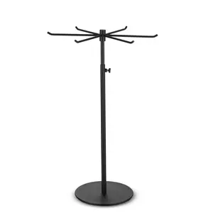 Bjewego Rotating Keychain & Jewelry Display Stand – Adjustable 360° Spinning Rack with 6 Hooks for Necklaces, Bracelets, Keys – Durable Black Metal Organizer for Boutiques, Craft Shows & Home – Scratch-Resistant & Easy-Clean Stand