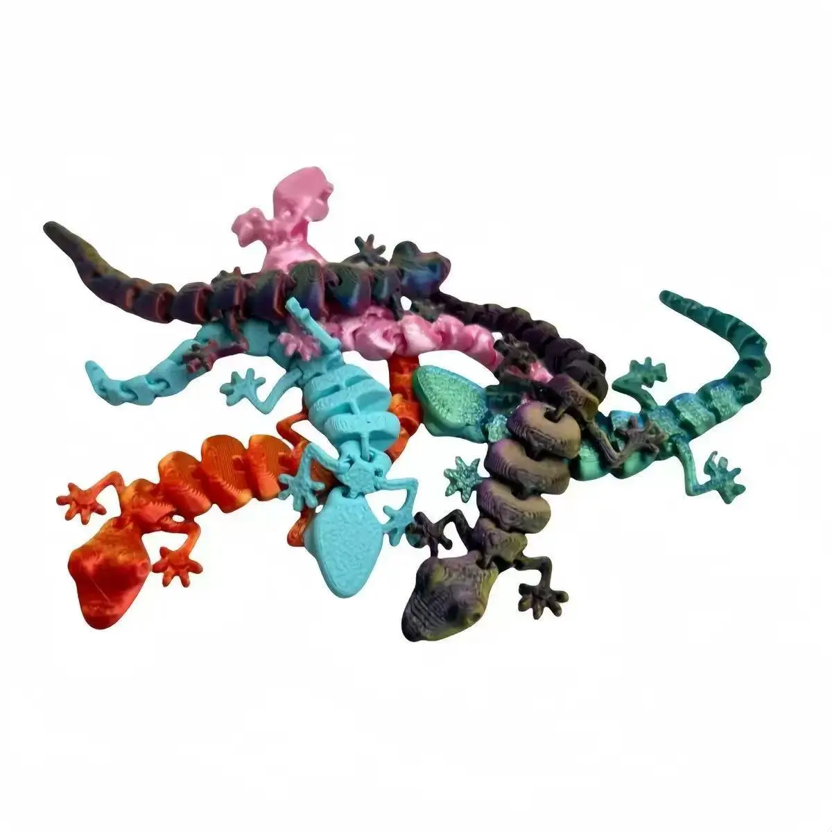 20pcs Random Color 3D-Printed Movable Lizard Collectible Figurines - Palm Landscape Ornaments, Desktop Decor, Friend Gift Idea