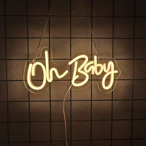 Oh Baby Neon Signs for Backdrop Decor, Neon Led Sign for Baby Shower, Gender Reveal, Birthday Party Decorations, Vibrant Illumination, Vibrant Lighting
