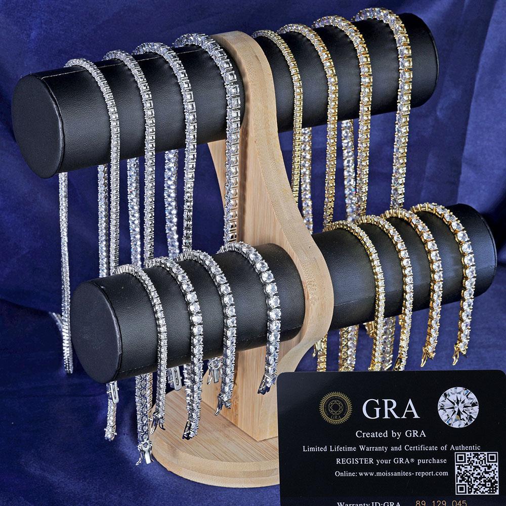 Moissanite Diamond Necklace 925 Sterling Silver Tennis Chain Luxury Hip Hop GRA Certified Men's and Women's Jewelry