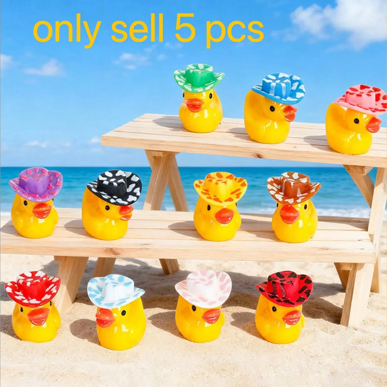 Mini Resin 3D Decorative Duck Figurines, 5-60pcs Set, Solid Color, Ideal for Water Landscapes, Garden Decor, Garden Sculptures Statues, DIY Craft Supplies, 3D Duck Ornaments, Garden Accessories