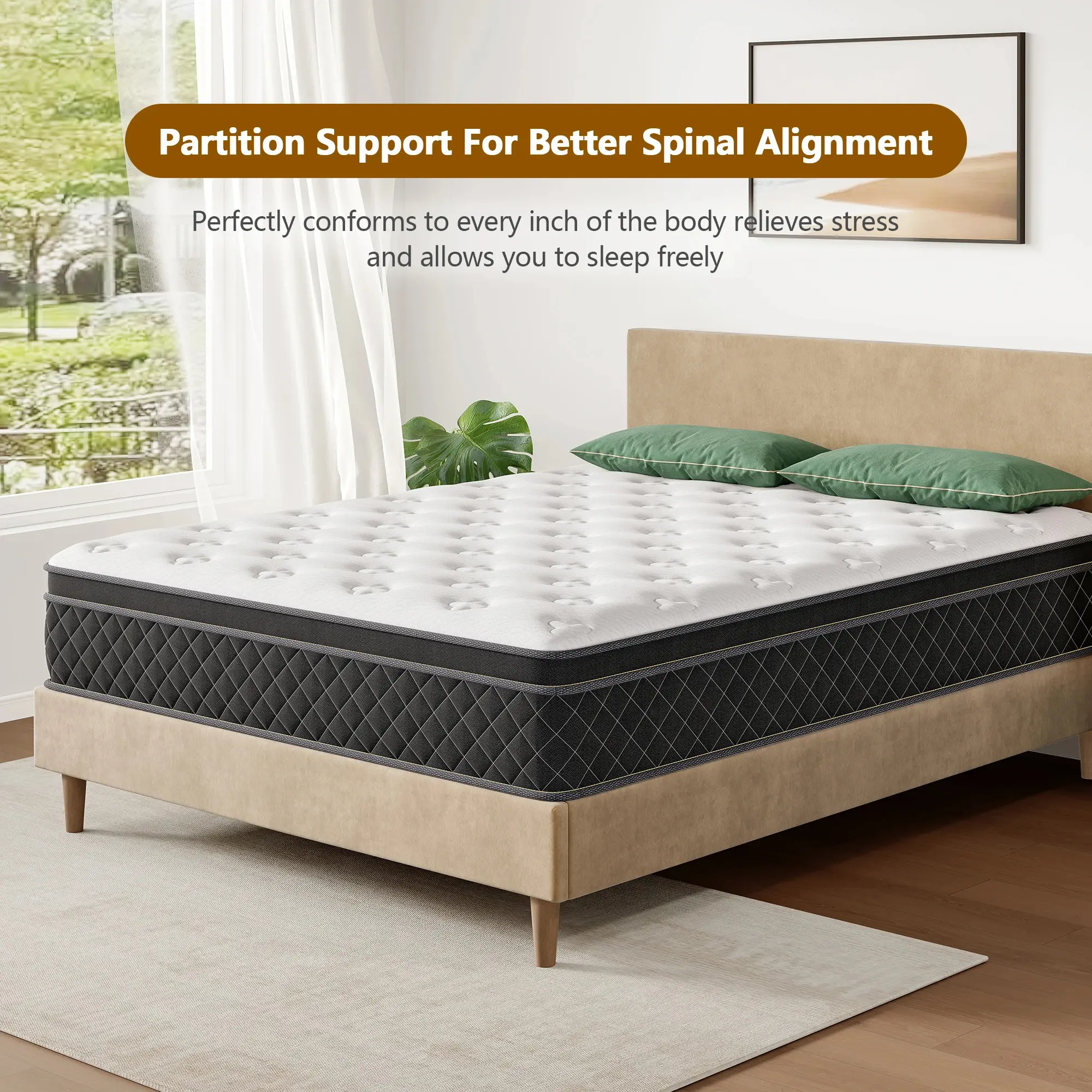 Hybrid Memory Foam Mattress  Medium-Firm Pocket Spring Gel with Multi-Level Coils, Breathable Vacuum-Compressed Fiberglass, Ergonomic Back Pain Relief Design, Boxed for Home & Hotel Use, japanese floor king