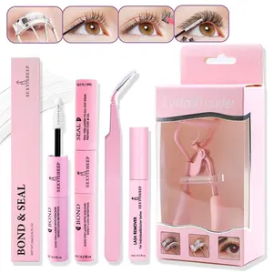 Eyelash Extension Tool Kit, 4 Counts/set Eyelash Curler & Bond and Seal & Tweezers & Remover for Lash Clusters, Professional Makeup Products for Women