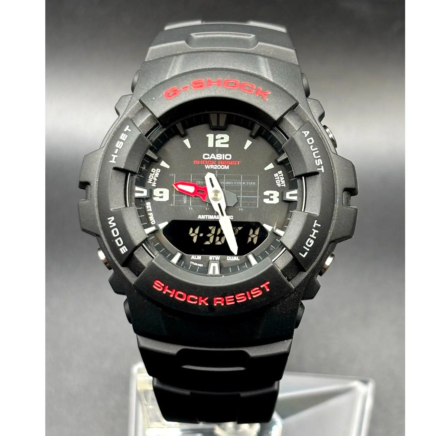 Casio G-Shock G100-1BV Analog Digital Black Red 200M Men's Watch New