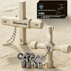 6-Piece Water Meter and Bleeder Key Set for Outdoor Faucets, Spigots, and Radiators - Includes 2 Water Meter Keys & 4 Bleeder Valves for 1/4, 9/32, 5/16, 11/32 Inch - Home and Commercial Use