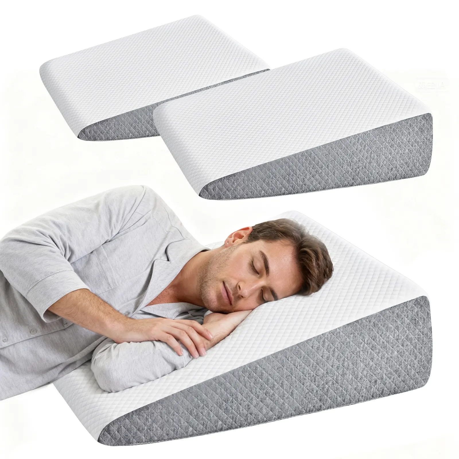 Wedge Pillows 7"-12" Height Options - Memory Foam for Pain Relief & Acid Reflux, Sold Individually (Choose Your Size) #WedgePillow #PainRelief #SinglePillow#SnoringRelief