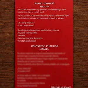 STG_Velasquez 4x6 Red Constitutional Rights Card, Targeta de conoce tus derechos