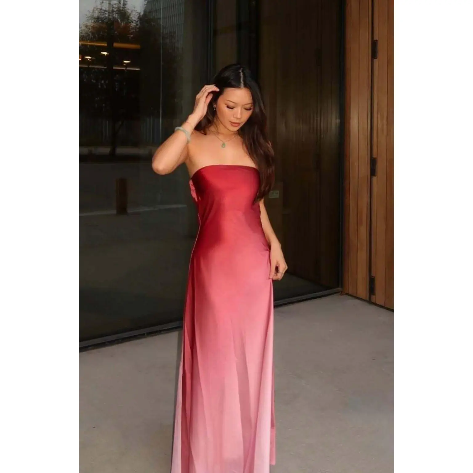 Natalia Strapless Mulberry Ombre Dress