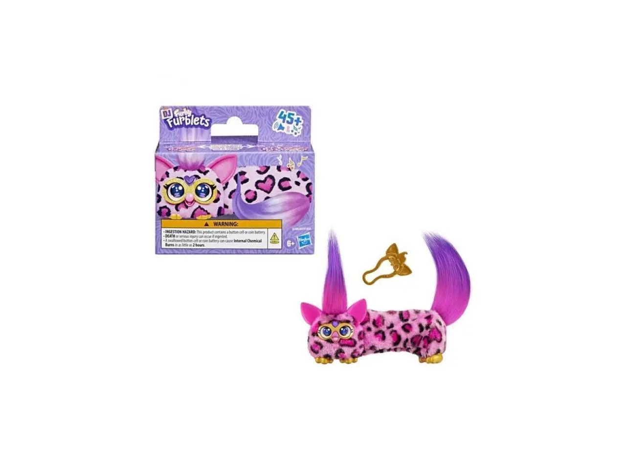 Hasbro Furby DJ Furblets Kitt-Ee-Luv Stretchy Mini Electronic Talking Toy with Keychain Clip Ages 6 Plus
