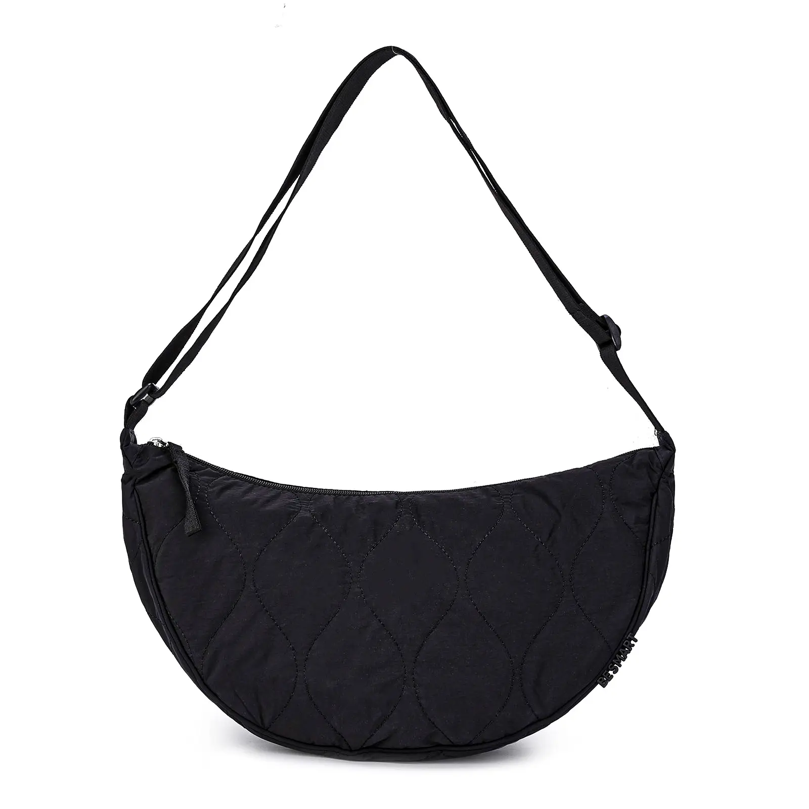 BE SMART Women's Waterproof Nylon Quilted Crescent Messenger Shoulder Bag - Adjustable Strap, Lightweight, Spacious, 2 Slip Pockets, Nylon Fabric Handles, Ideal for Busy Daily Use, Gym to Weekend Transitions, Work, Handbag Shoulder Bag, Crossbody Bags For