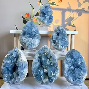 1pc Large Rare Celestite Crystal Cluster Milky Blue Raw Stone Aquarium Decor Collection Gift decorative ornament
