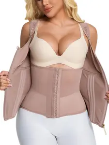 1 Count Women's Tummy Control Shaping Belts, Fajas, Shaper With Zipper, Corset with Bra, Colombian Shapewear, Breathable Steel Bone Waist Trainer, Adjustable Shoulder Strap Zipper Closure Vest, Suitable for Daily & Sports Wear