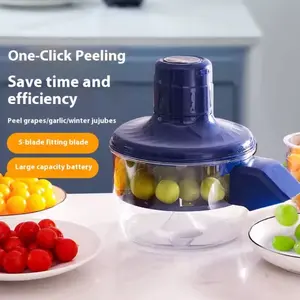 Automatic Electric Fruit & Garlic Peeler Wireless USB Rechargeable Kitchen Peeling Machine Fast Easy Food Prep One Click Peeling 5 Blade Fitting Blade Large Capacity Battery outdoorfun