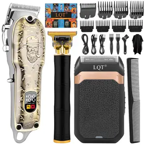 3-in-1 Men's Grooming Kit, Professional Hair Clipper, T-Blade Trimmer & Electric Shaver, Rechargeable Cordless with LED Display, 8 Guide Combs, Complete Barber Accessories, Home Salon, Barber Recommended, Ergonomic, Ideal Gift for Men Father Husband Boyfr