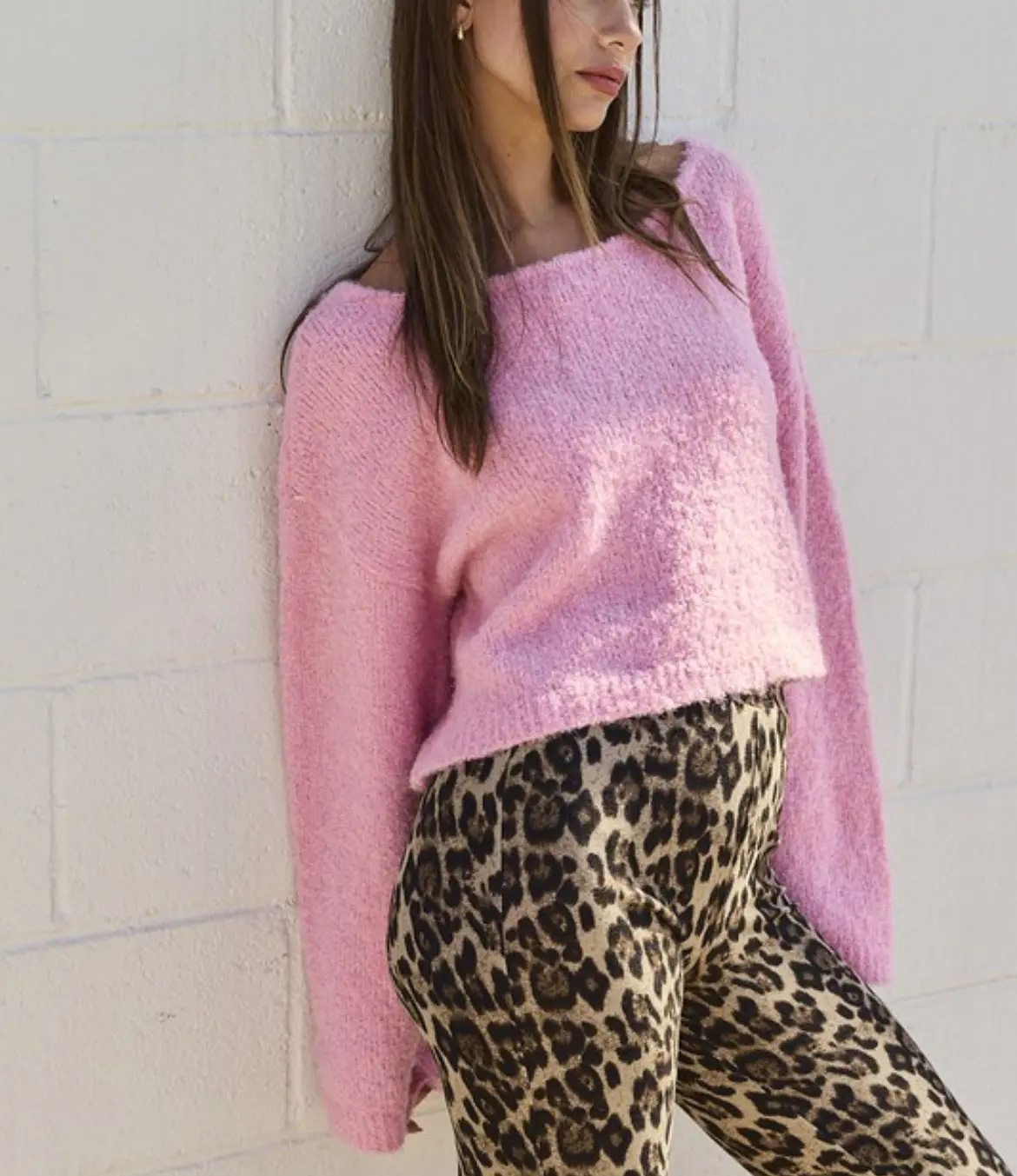 Pink long sleeve sweater 8325