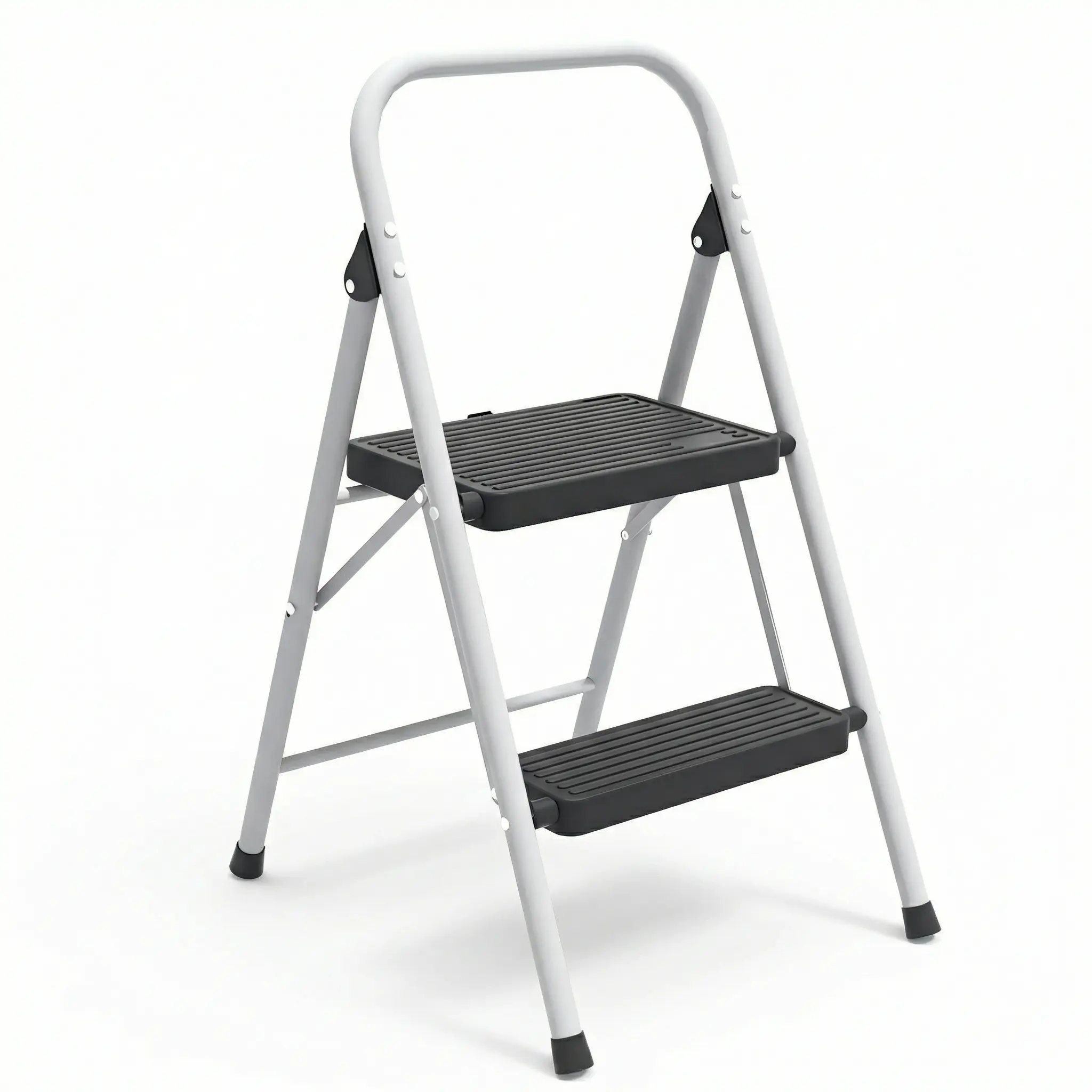 2-Step A-Type Heavy-Duty Portable Collapsible Ladder - 600LB Capacity, Wide Anti-Slip Pedals, for Home Improvement, Office & Industrial Use