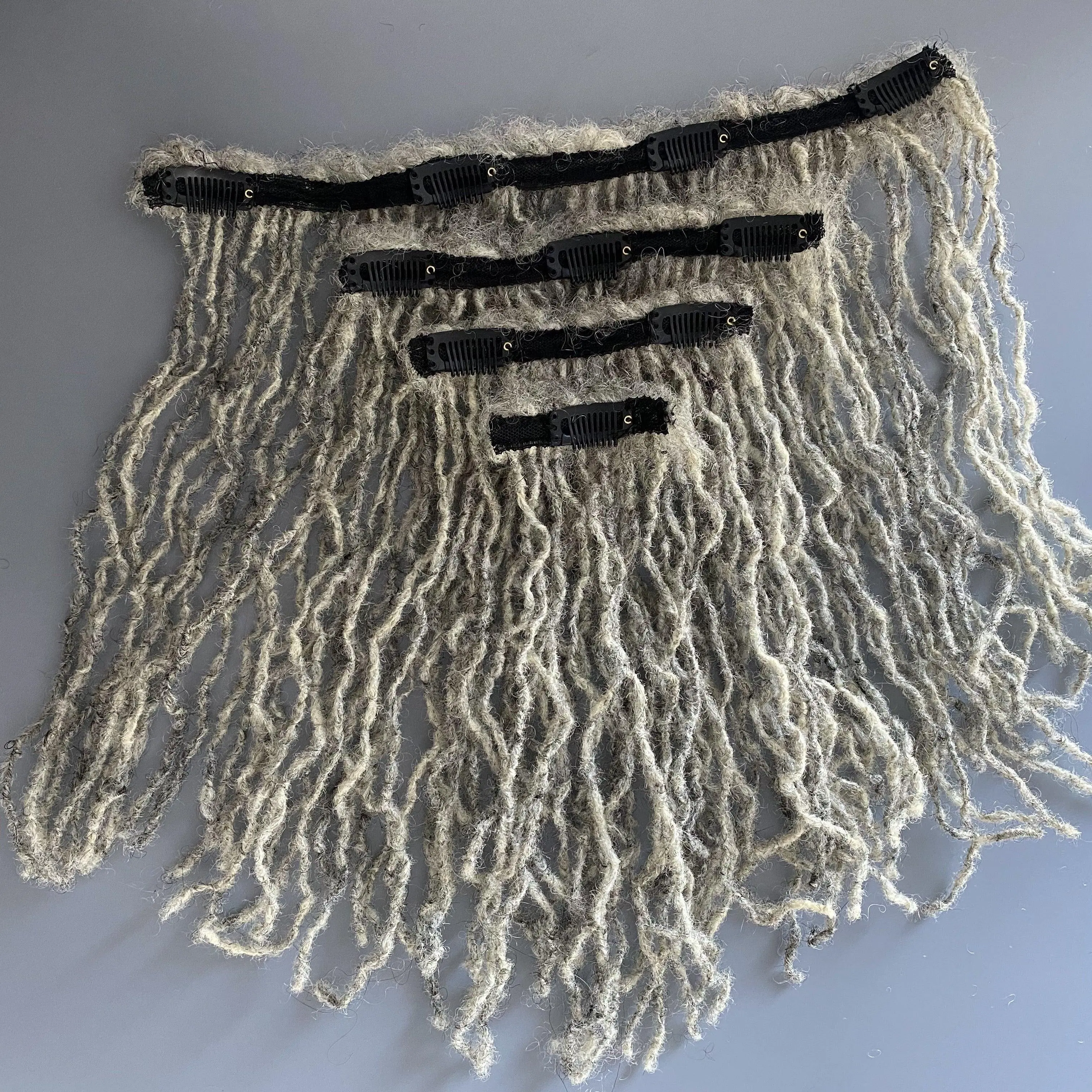 Dreadlock clip in extensions Gray scale