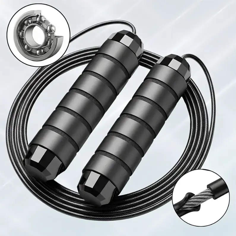 Adjustable Speed Jump Rope with Ball Bearings & Tangle-Free Steel Cable, Foam Handles for Home & Gym Fitness Training