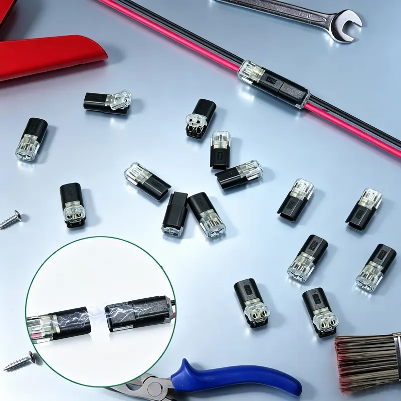 Dual Wire 2 Pin Quick Plug Wiring Terminals, Lock Buckle Low Voltage Wire Joint Connectors, Tool-Free Electrical Connection Fittings, Anti-Disconnect Safe Automotive Wiring Repair Accessories