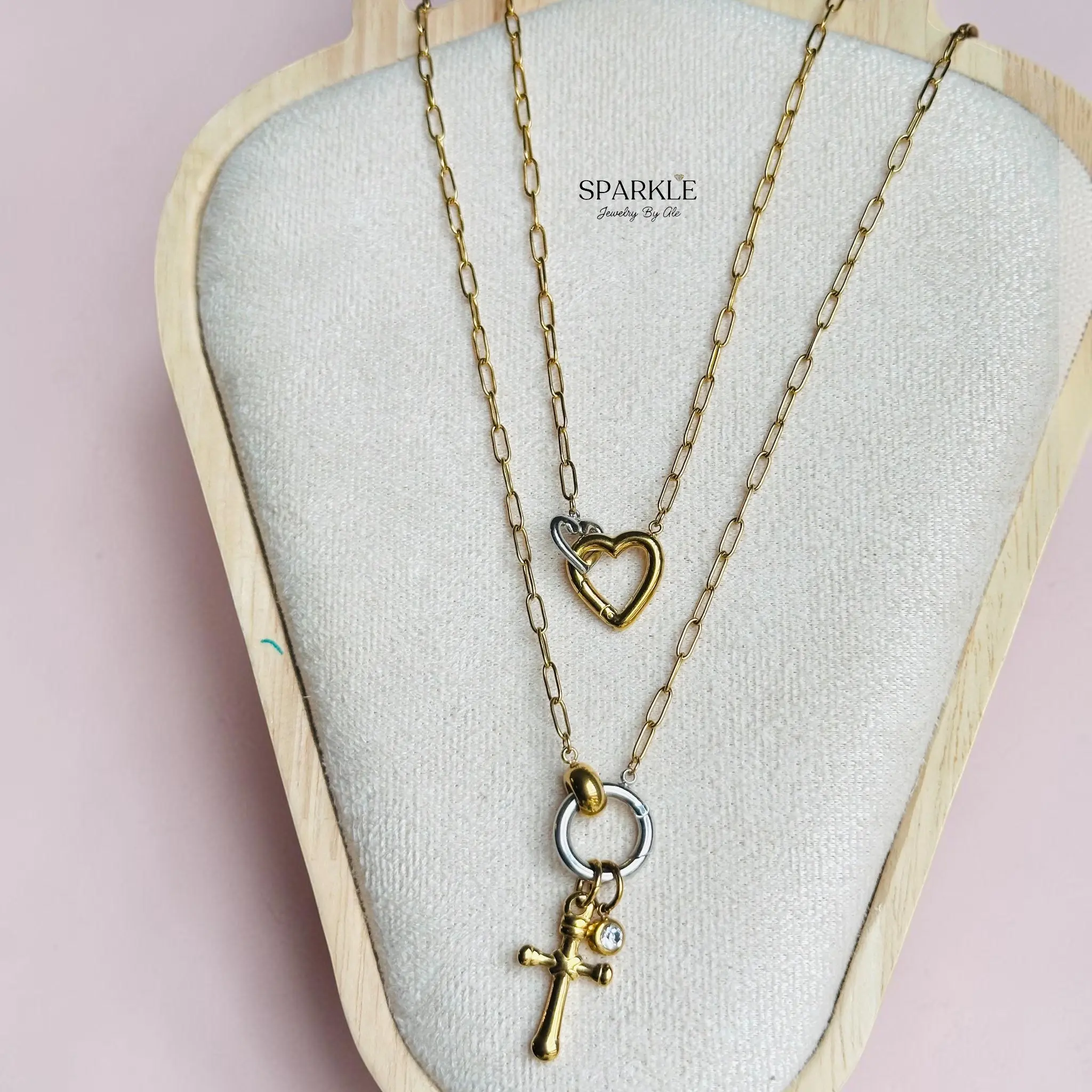 Sweet Charm Necklace | Stainless Steel 18k | 15” + 2” long 