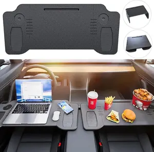 Cardesk for Food Foldable, Large Space car Tray, Carbon Fiber car Food Tray for Tesla Model 3 Model Y. Workstation Table, Dining Tray, Laptop ipad Stand, Suitable for Travel Remote Work Camping and Business.