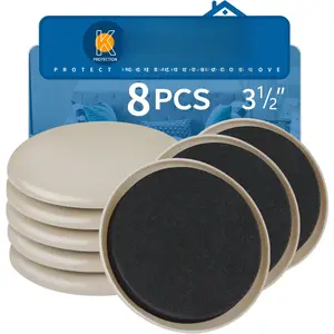 Furniture Sliders 8 count 3 1/2 inch - Heavy Duty  Round Sliders for Moving Furniture on Carpet, Easily Move Couches/Beds/Armoires