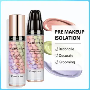 Mercilen Three-Color Rainbow Primer Cream 40g X 2 Bottles, Uniform Skin Tone Makeup Base, Beauty Cream for Flawless Look, Hydrating Primer, Face Primer