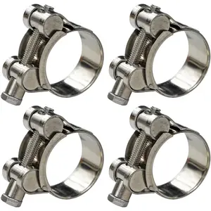 T-Bolt Hose Clamp,23-25mm OD Range 304 Stainless Steel Pipe Strap Clamp, Adjustable Heavy Duty Tube Clamp (4Pack, 0.90" to 0.98") fathersdaygift