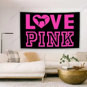 funny tapestry poster  60in x 40in Decoration Background Cloth LOVE PINK Pink Slogan Tapestry Flag Wall Hanging Tapestries Aesthetic Room Home Decor Wall Art Decor home decor banner wall art bedroom accessories hanging gift