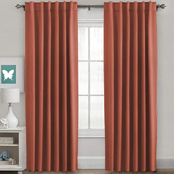 Blackout Curtains Thermal Insulated Window Treatment Panels Room Darkening Blackout Drapes for Living Room Back Tab/Rod Pocket Bedroom Draperies, 52 x 84 Inch, Burnt Ochre, 2 Panels