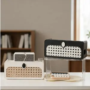 Vintage Woven Storage Box, Retro Drawer Closure Organizer, Desktop Cable Management, Universal Style Power Strip Holder, Vintage Aesthetic