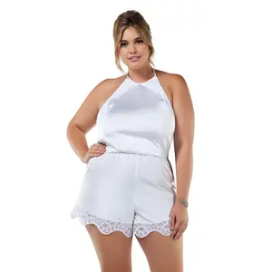 Plus Size Charming Satin Romper