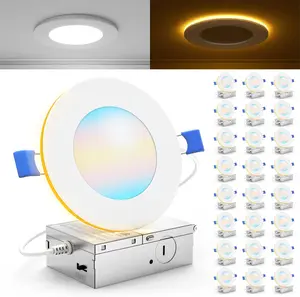24 Pack 4 Inch LED Recessed Lights with Night Light, Slim Ceiling Lighting, 900 LM, 11W (110W Equiv), Selectable CCT 2700K/3000K/3500K/4000K/5000K, Dimmable, Canless with Junction Box ETL furne ture hallway porch patio ect tiktokshopblackfriday tiktokshop