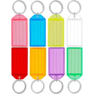40 Pieces Key Tags 2 Inch Plastic Key Chain Tags with Ruled Blank Paper Labels Transparent Covers and Split Rings Sturdy Item Identifiers