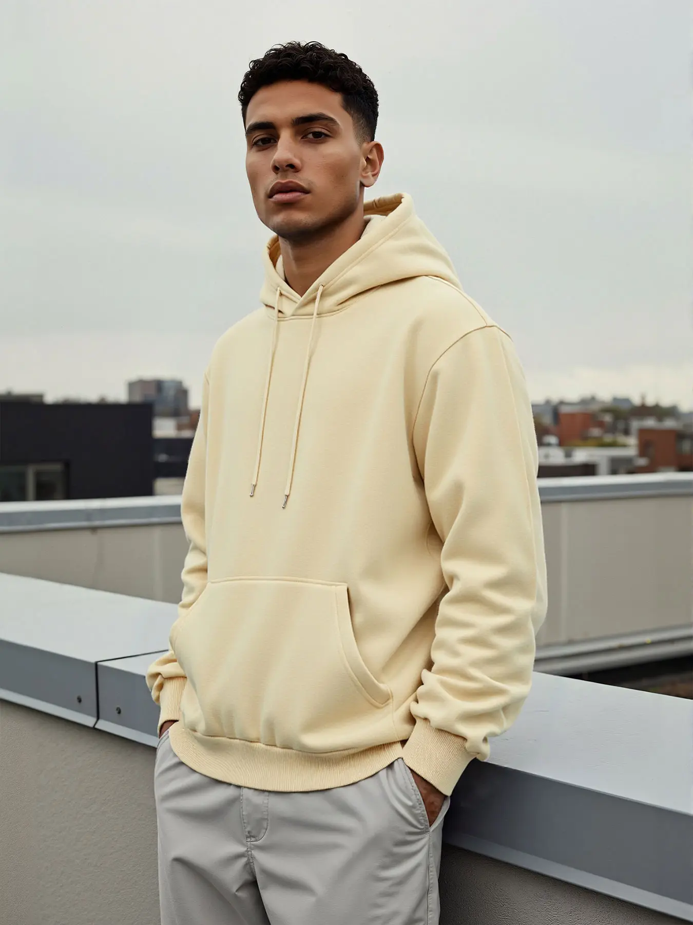 Men's Autumn Winter Thick Hooded Sweatshirt, Pure Color Fleece Sport Running Kangaroo Pocket, Casual Daily Wear Basic Top