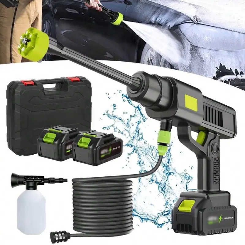 Cordless Rechargeable Battery-Powered Portable Car Wash Gun, Handheld DIY Cleaning Sprayer with Water Pump, Includes 1 a-pc Batteries for Automotive Washing & Maintenance