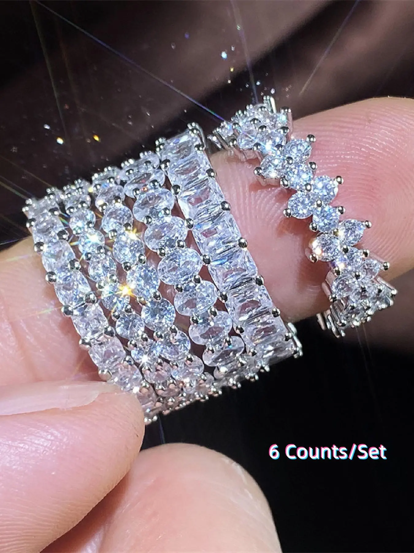 Geometric Zircon Decorated Ring, Fashion Accessories for Women & Girls, Simple Jewelry for Party and Daily Clothing Decor, Ideal for Birthday Gift, Stackable Finger Rings, Beautiful Rings