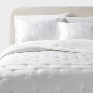 Threshold Comforter Set Lyocell Satin Cooling TENCEL Satin Feel, White, King