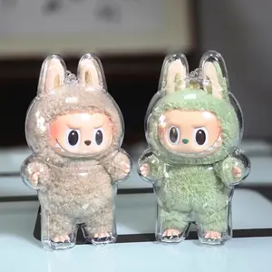 Protective Case Compatible with LABUBU Doll - Crystal-Clear Hard Display Box with Dustproof Cover, Secure Backpack Hooks for Shelf/Outdoor Showcase, Dustproof Storage Box (Doll Not Included)