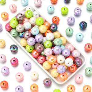 100pcs 10mm Mixed Color Acrylic Beads, Durable Beads, DIY Craft Supplies, Jewelry Making Materials, Assorted Colors, Bulk Pack