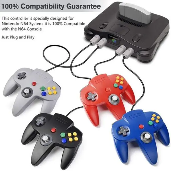 New Wired Game Controller for Nintendo 64 (N64), 6-ft Cable, 10 Active Buttons, Analog Stick, Authentic Classic Gaming Feel, Game Console Accessory, Accessories, Game Console Accessories